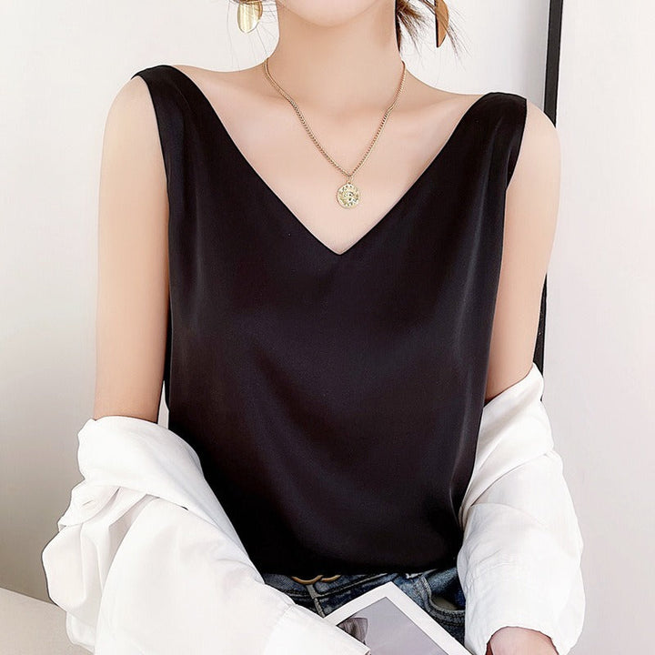 Women V-neck Satin Blouse Lune London