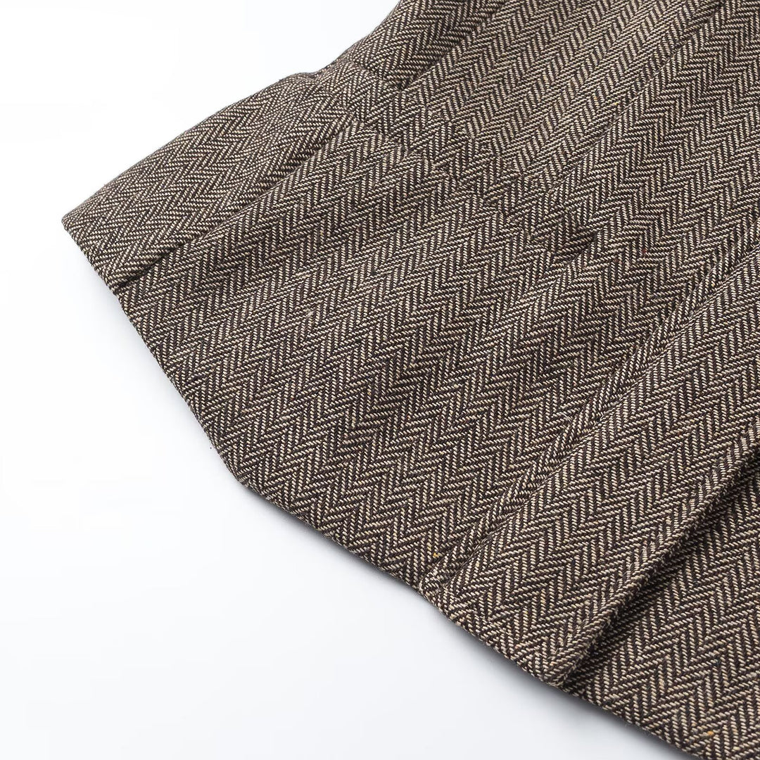 Women's Tailored Sleeveless Long Waistcoat with Herringbone Structure Amarae