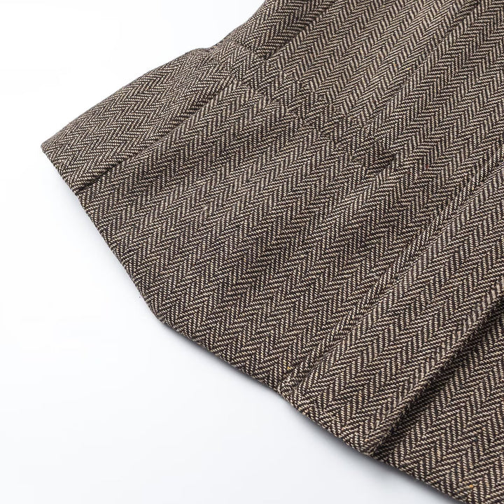 Women's Tailored Sleeveless Long Waistcoat with Herringbone Structure Amarae
