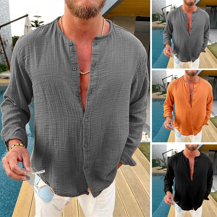 Long sleeve shirts for men made of lightweight and breathable fabric with button placket Lune London