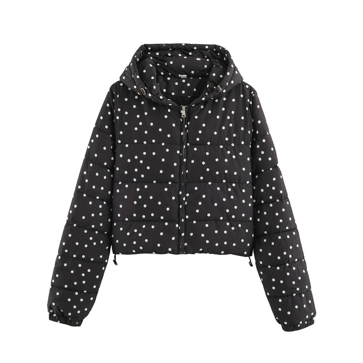 Women's Padded Cropped Hooded Jacket with Polka Dot Pattern Amarae