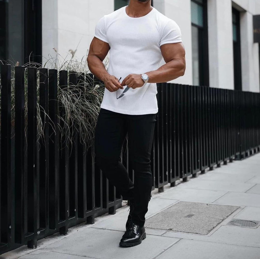 Slim fit ribbed t-shirt for men Lune London