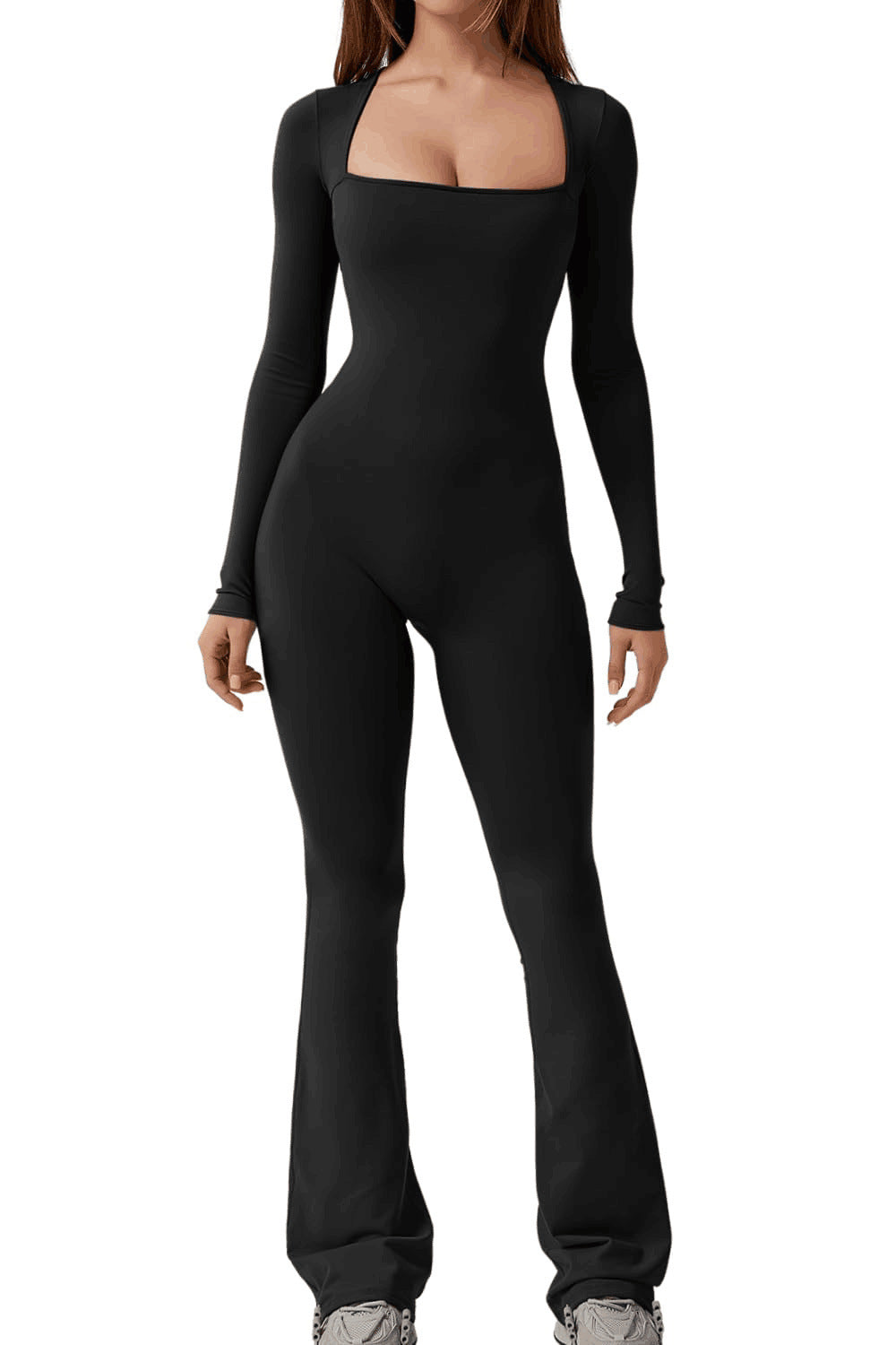 Wide leg women's bodysuit with plunging neckline Lune London