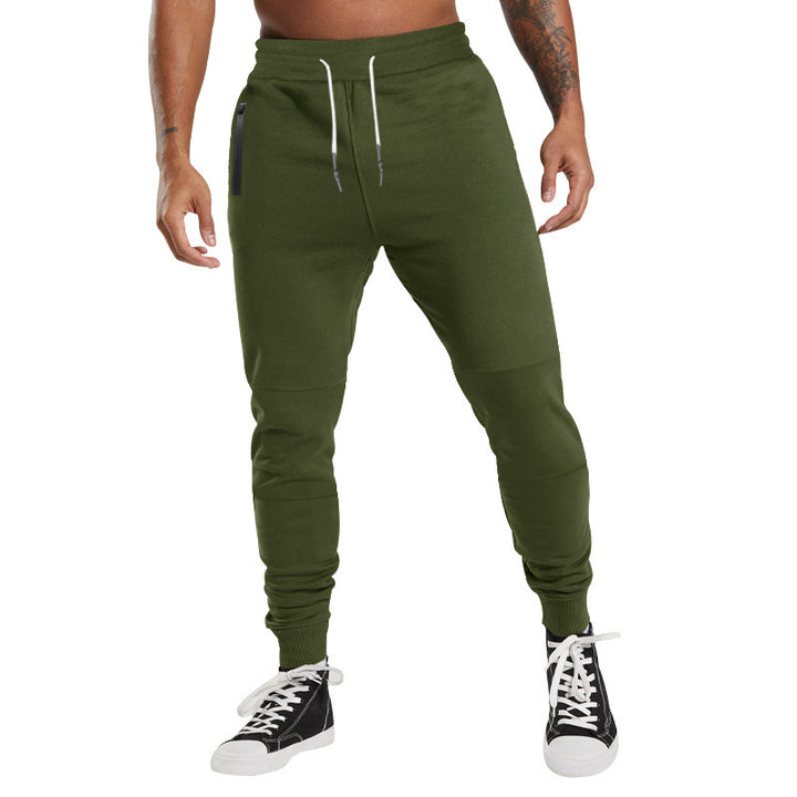 Sporty men's jogger pants with zipper and elastic waistband Lune London
