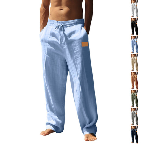 Casual linen pants for men with elastic waist and side pocket Amarae