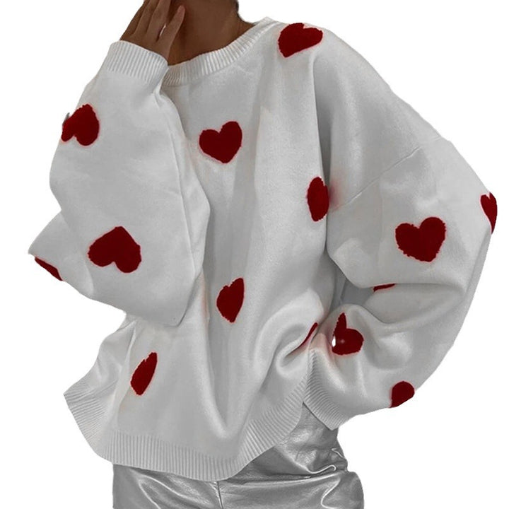 Women's sweater with heart-shaped patterns and casual cut Lune London