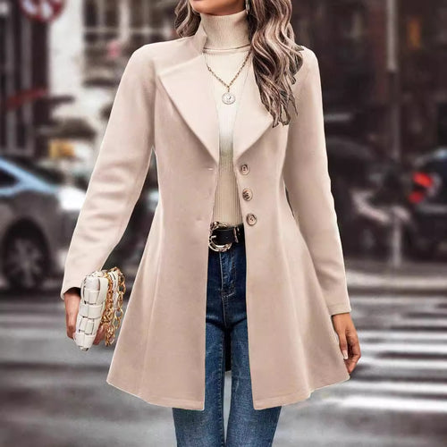 Ladies Elegant Long Chic Wool Jacket
