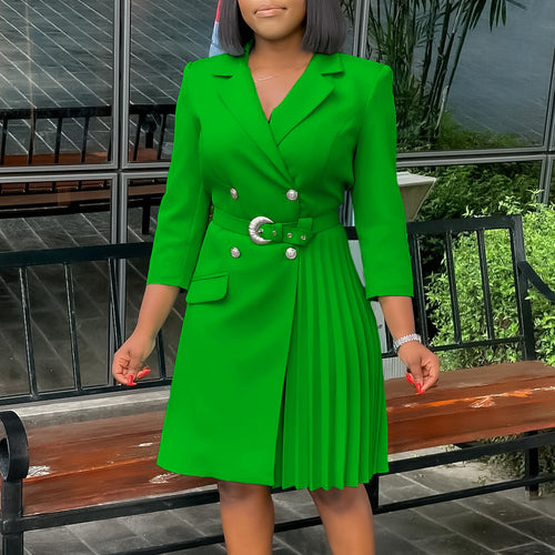 Blazer dress for women with fitted belt and elegant button details Amarae