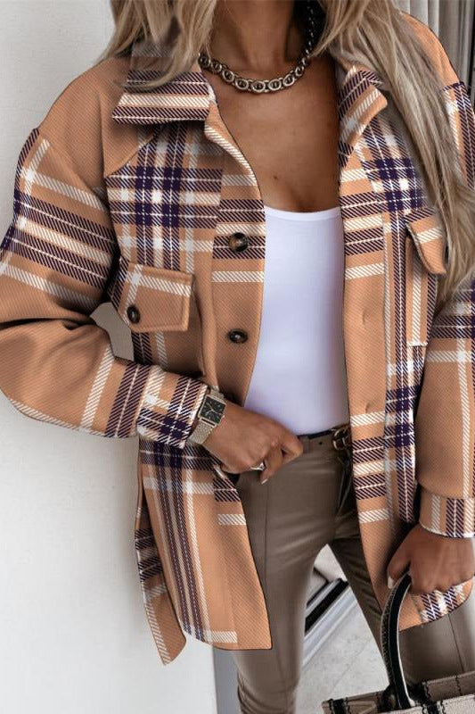 Oversized plaid jacket for women with pockets Amarae