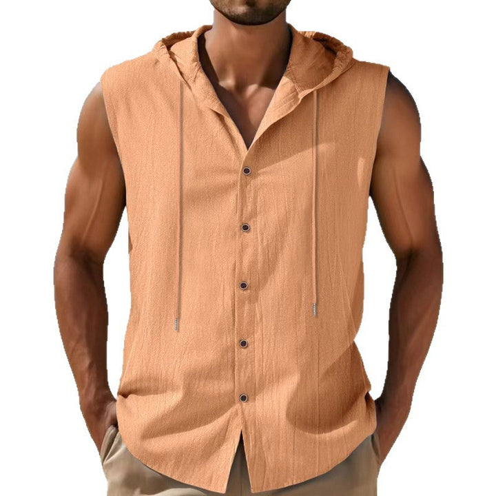 Sleeveless shirt for men with hood and button closure Lune London