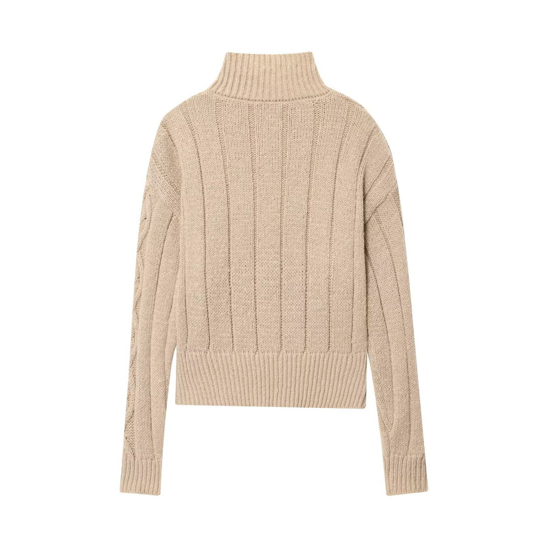 Knit sweater with high collar and zipper for women Lune London