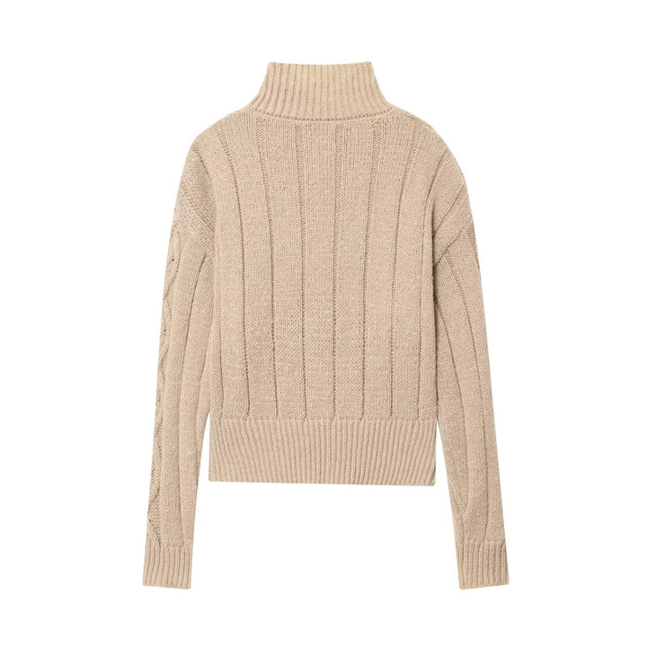 Knit sweater with high collar and zipper for women Lune London