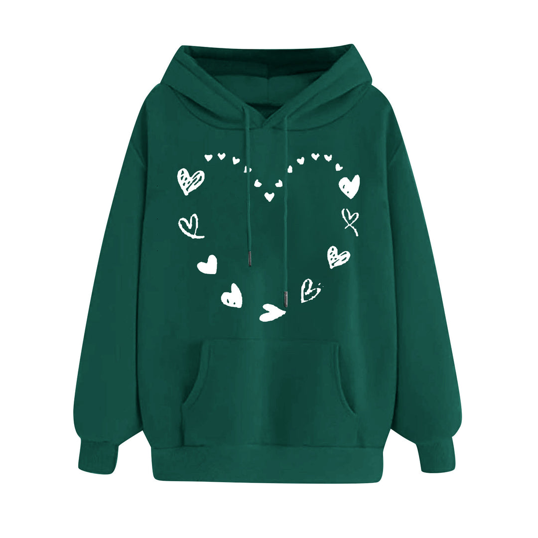 Women's hoodie with playful heart design and comfortable kangaroo pocket Lune London