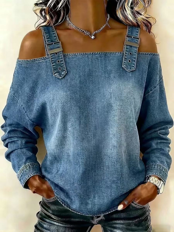 Women's casual sweatshirt with decorative shoulder details Chic & Stil