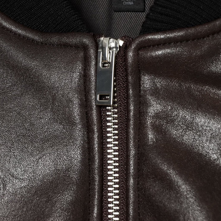 Men's leather-look bomber jacket in cropped style with ribbed cuffs Amarae