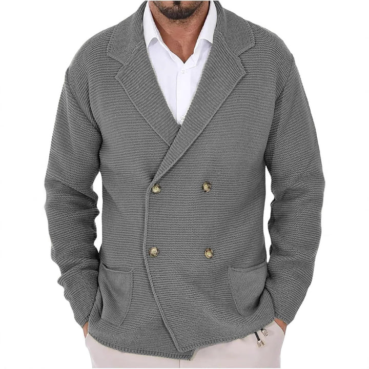 Men's knitted jacket with double breasting and modern pockets Lune London