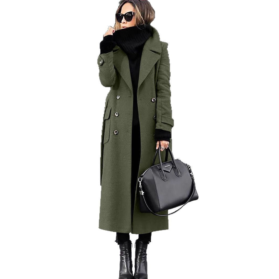 Ladies Classic Double-Breasted Wool Coat Amarae