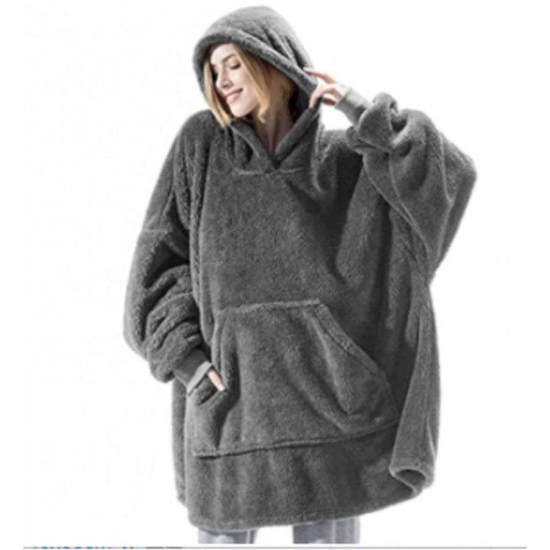 Oversized fleece hooded sweatshirt for women with kangaroo pocket Lune London