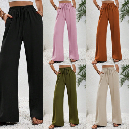 Loose-fit leisure pants for women with an elastic waistband and practical side pockets Amarae