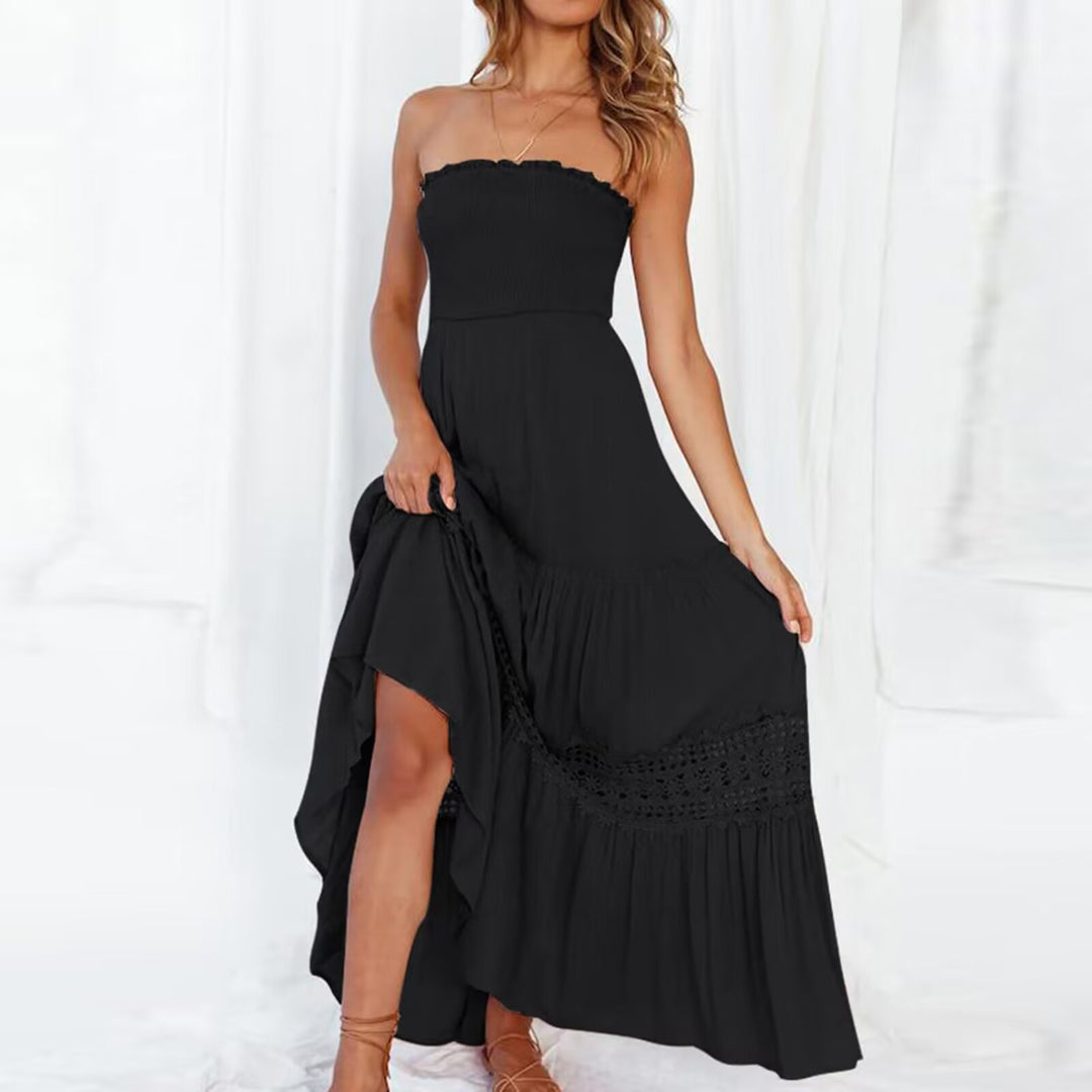 Lune London strapless bohemian maxi dress