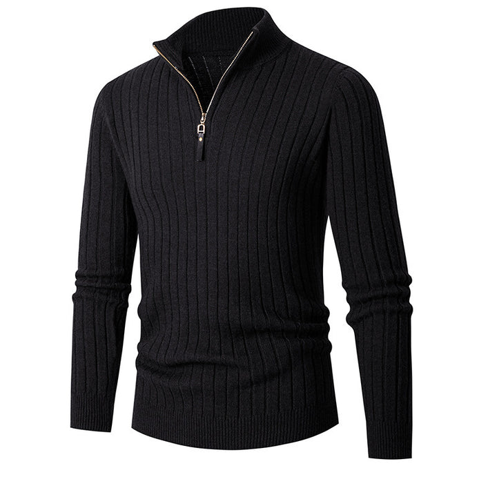 Elegant men's sweater with half zipper and ribbed texture Lune London