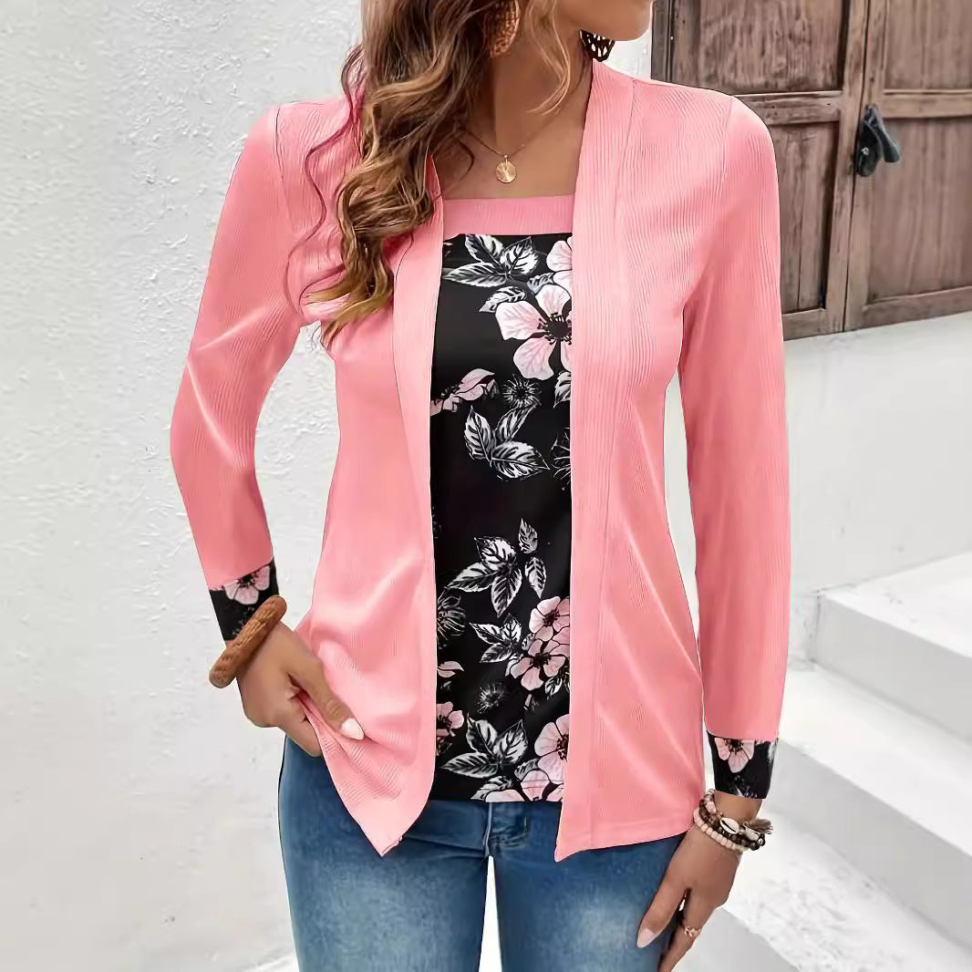 Ladies Elegant and Casual Long Jacket with Floral Design Lune London