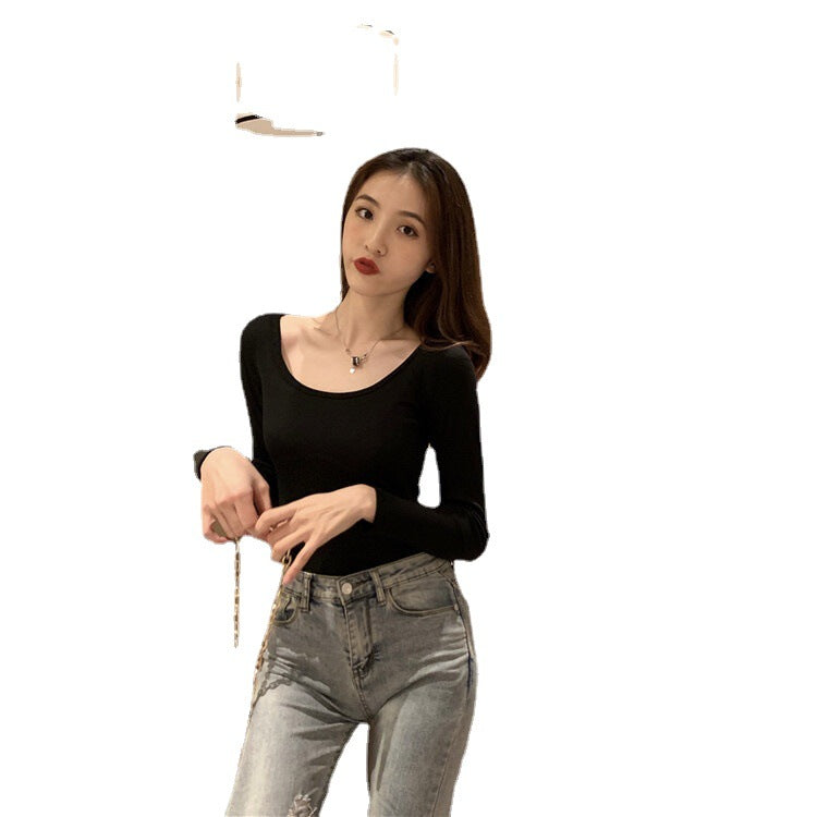 Women's Long Sleeve Bodysuit with Deep Neckline and Figure-Hugging Cut Lune London