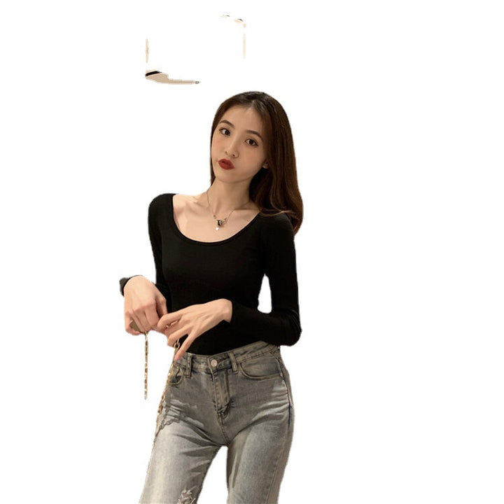 Women's Long Sleeve Bodysuit with Deep Neckline and Figure-Hugging Cut Lune London