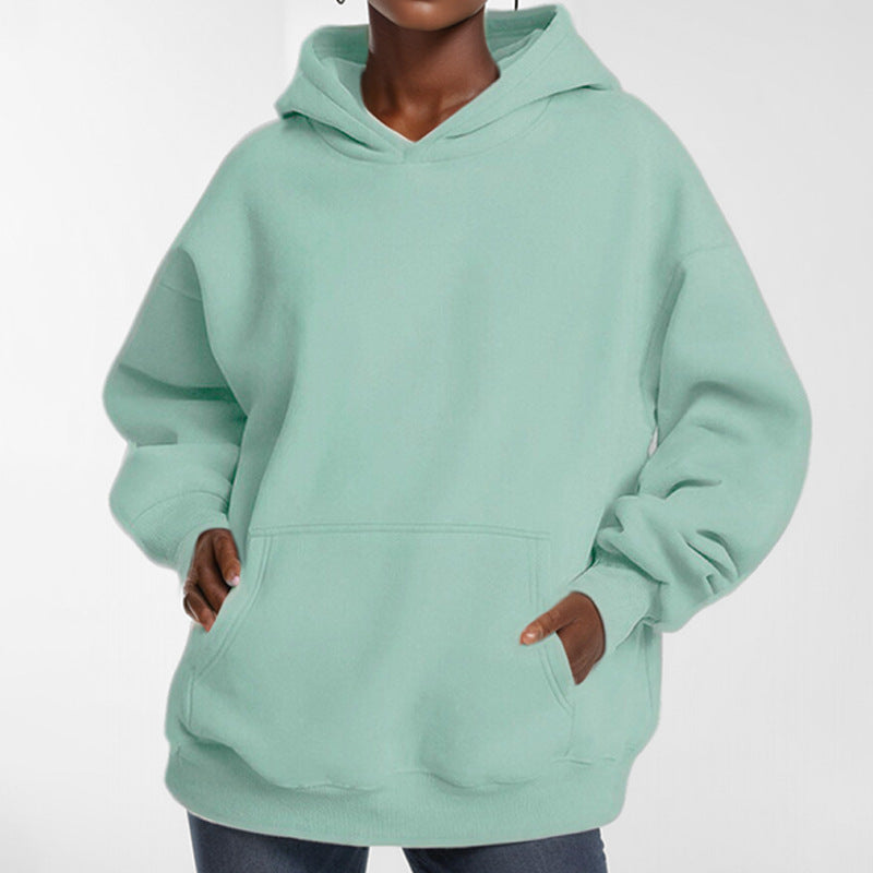 Women's Loose Hoodie Made Of Soft Fleece with Kangaroo Pocket Lune London