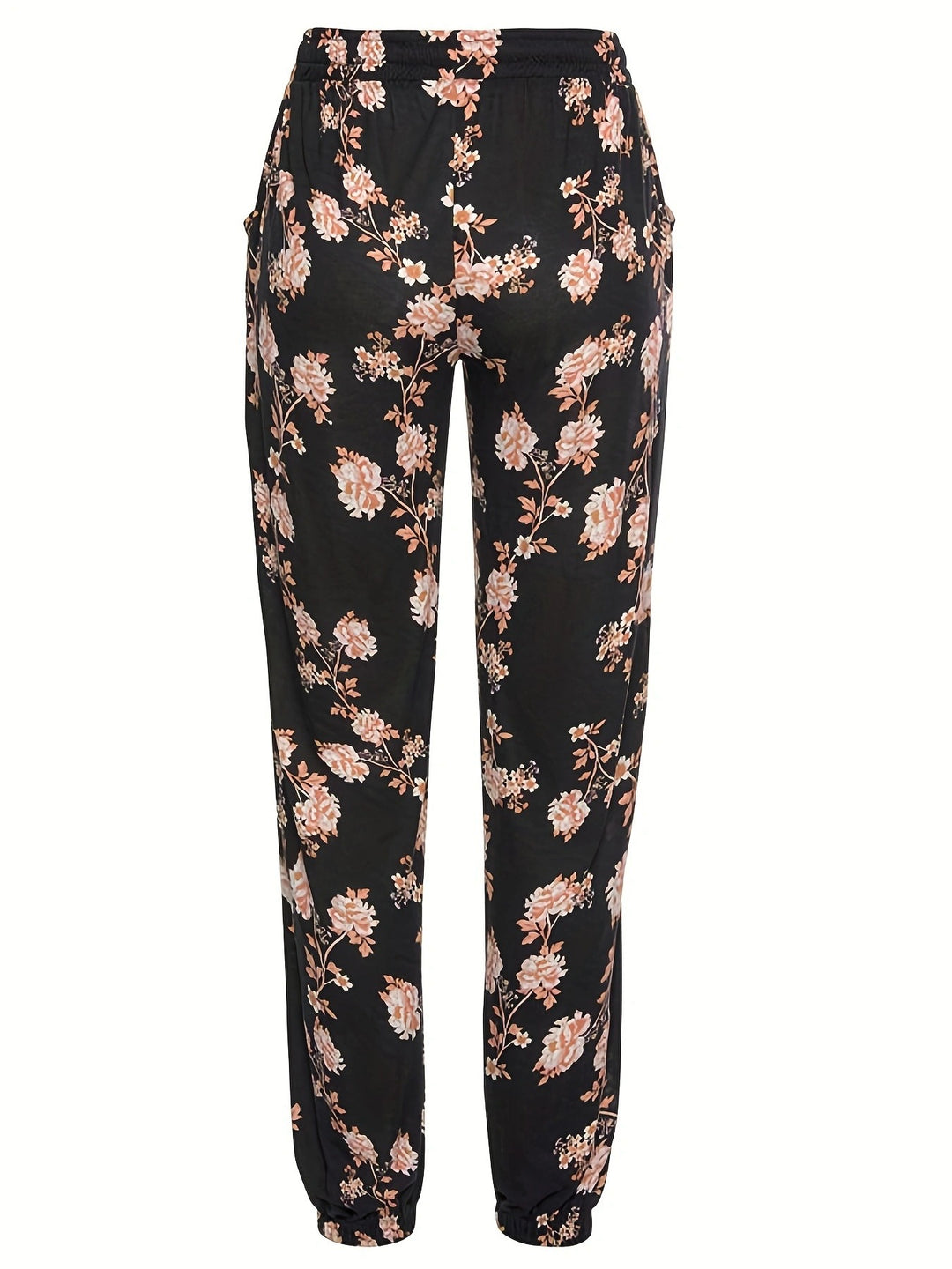 Women Relaxed Floral Pants with Elastic Waistband and Practical Side Pockets Lune London