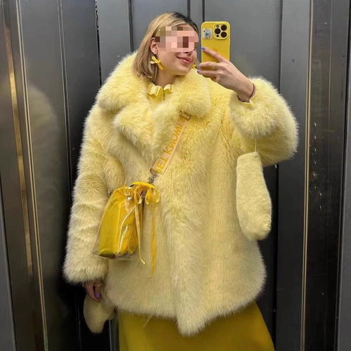Modern stretch faux fur coat for women Amarae