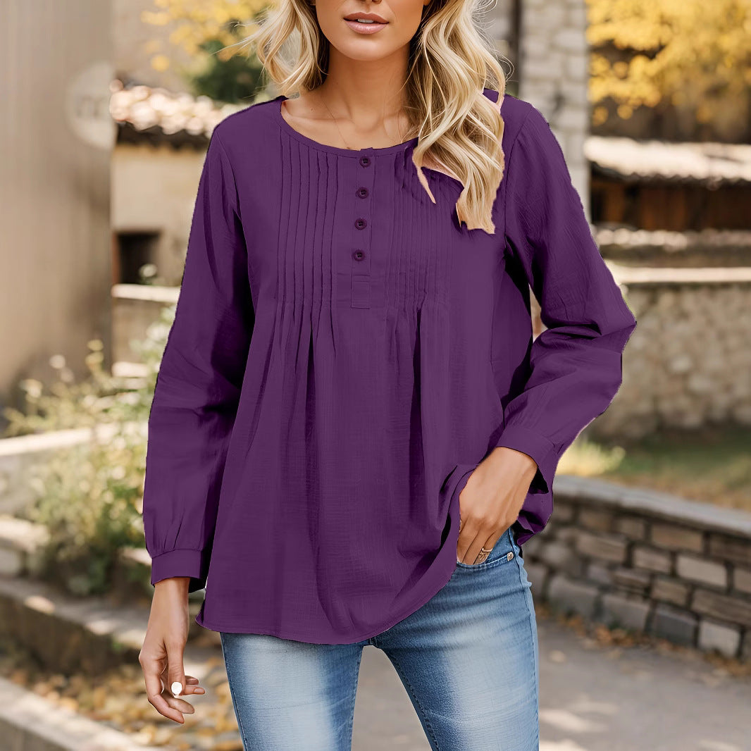 Women's blouse with pleats and button placket Lune London