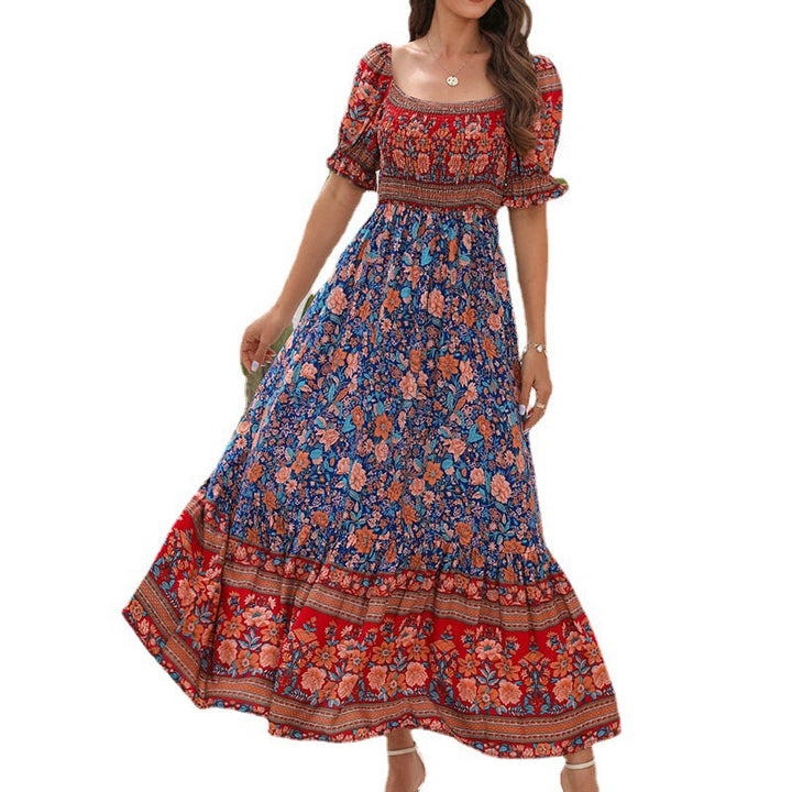 Maxi dress for women with voluminous puff sleeves and a floral pattern Lune London