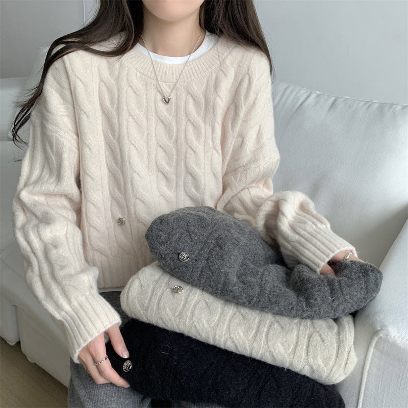 Pull chunky en tricot pour femmes avec une coupe décontractée et un motif en câbles Chic & Stil