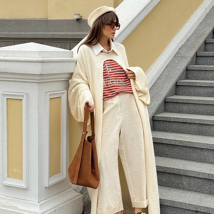 Women's Oversize Cape Cardigan with Wide Trumpet Sleeves and Open Front Design Amarae