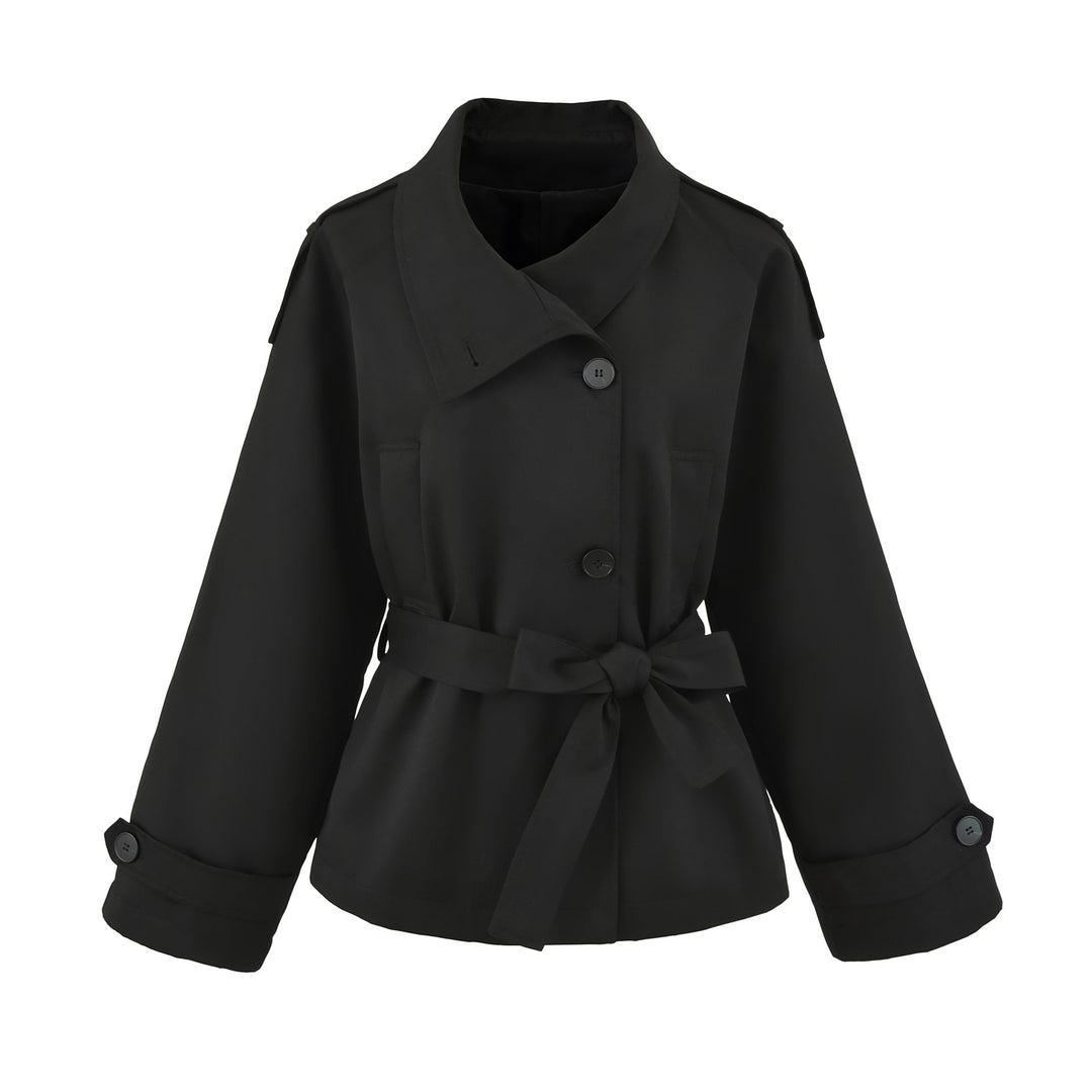 Ladies short trench with tie belt and wide arm Amarae