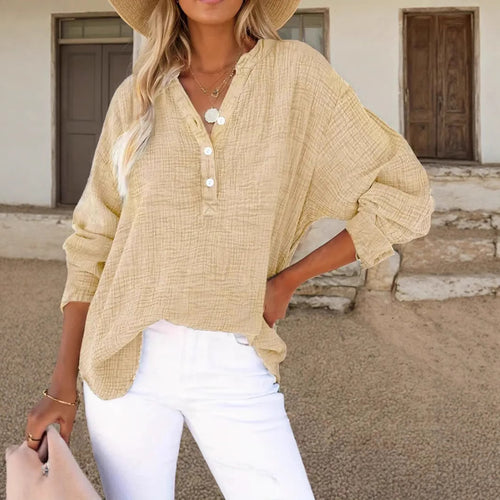 Casual cotton shirt for women with button placket Amarae