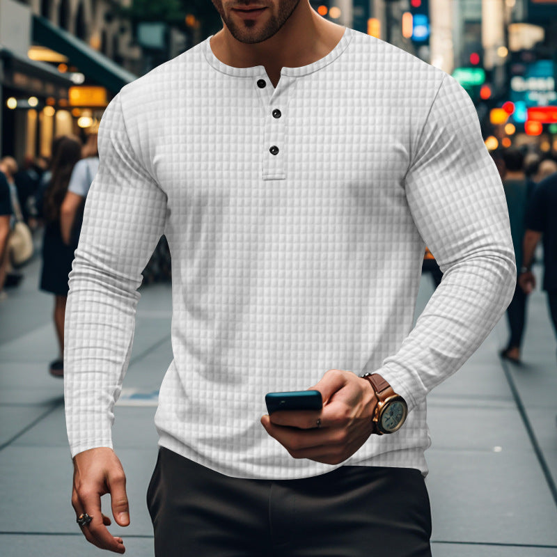 Men's long sleeve shirt with textured design and elegant button placket Chic and style
