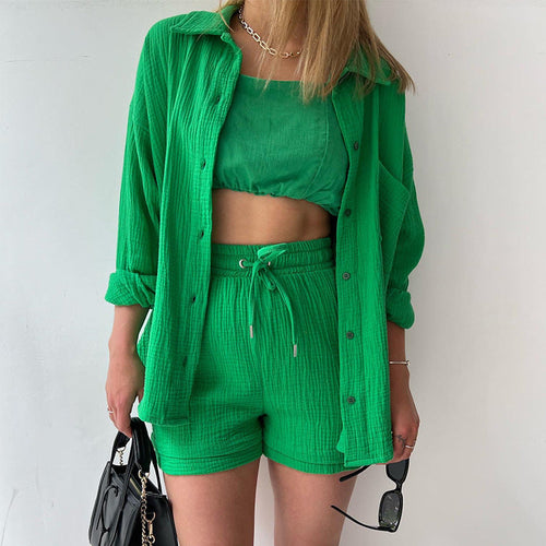 Women Casual Comfort Set Made of Shorts and Oversized Shirt Amarae