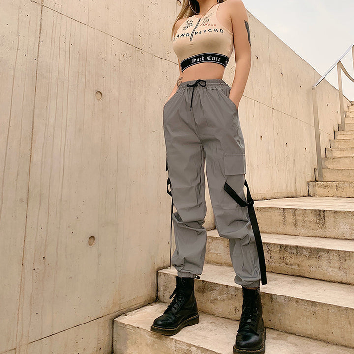Women's cargo pants with utility pockets and adjustable waist Lune London