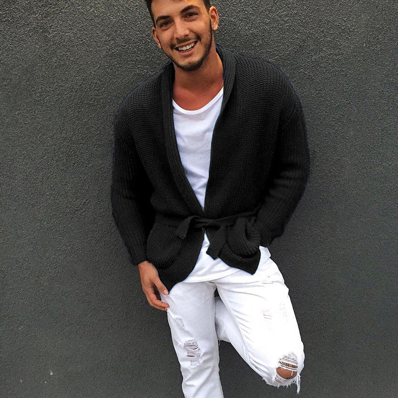 Men's knit jacket with a stylish belt and a relaxed fit Lune London