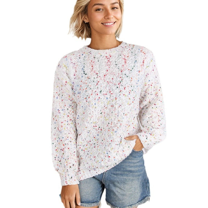 Pull en tricot aérien pour femme avec fil coloré et toucher doux Chic & Stil