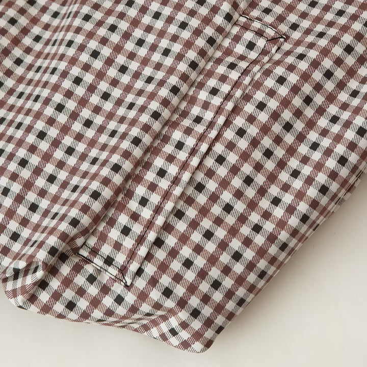 Women's Checked Cropped Field Jacket with Drawstring Hem, Stand-Up Collar and Boxy Silhouette Amarae