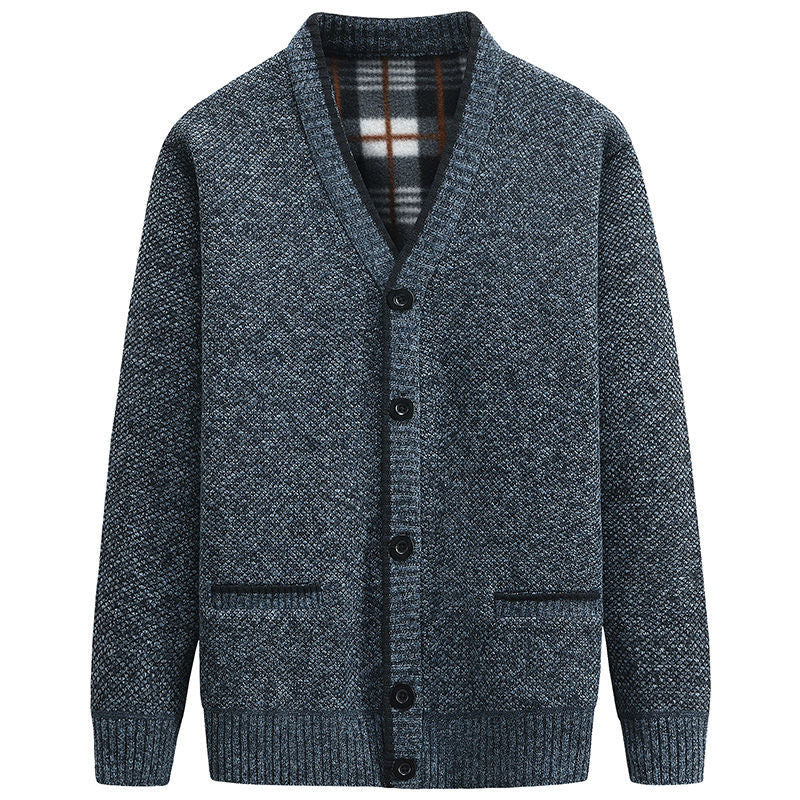 Men's cardigan with plaid lining and practical pockets Lune London