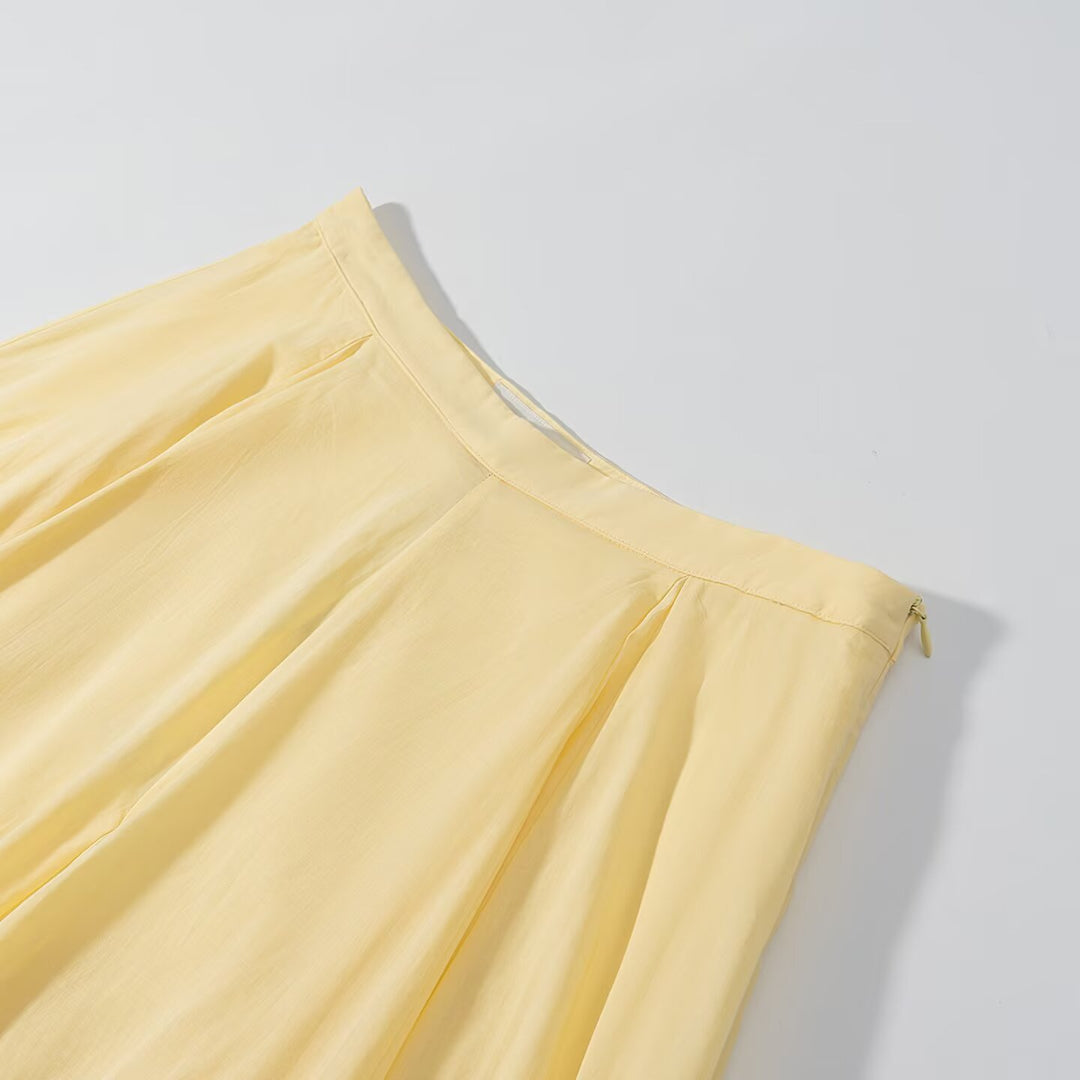 Women's Flowing A-Line Maxi Skirt with Fine Pleats and High Waist Amarae