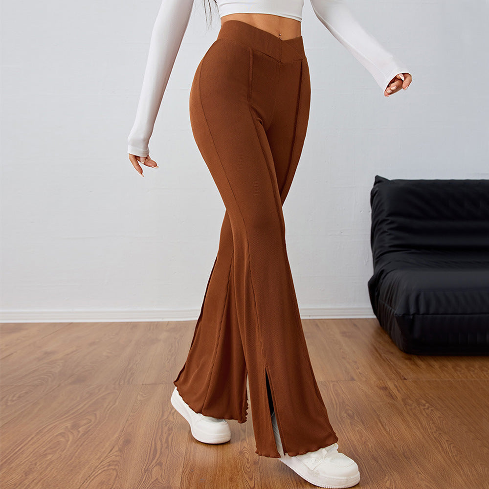 Chic & Stil Elegant flared pants for women with side slit details