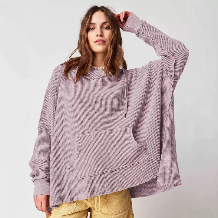 Ladies Oversized Hoodie in Mesh with Kangaroo Pocket Lune London