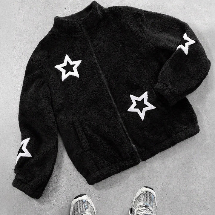 Ladies Cozy Hoodie with Chic Star Applications