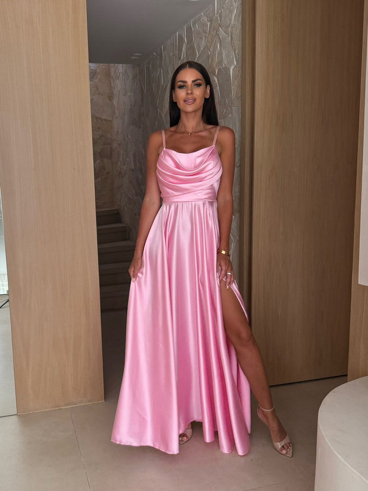 Ladies Elegant Maxi Dress Satin Lune London