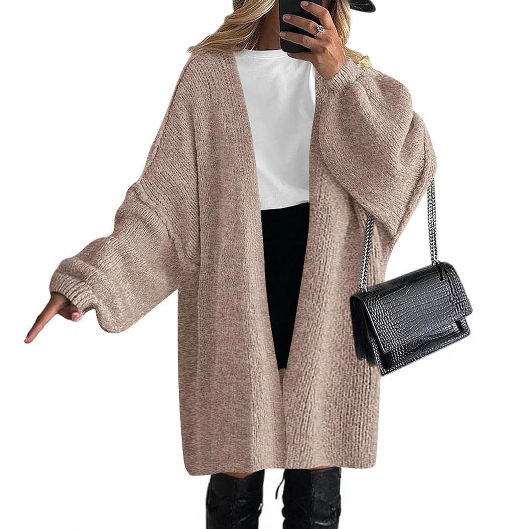 Women Casual Open Front Knitted Cardigan with Large Pockets Lune London